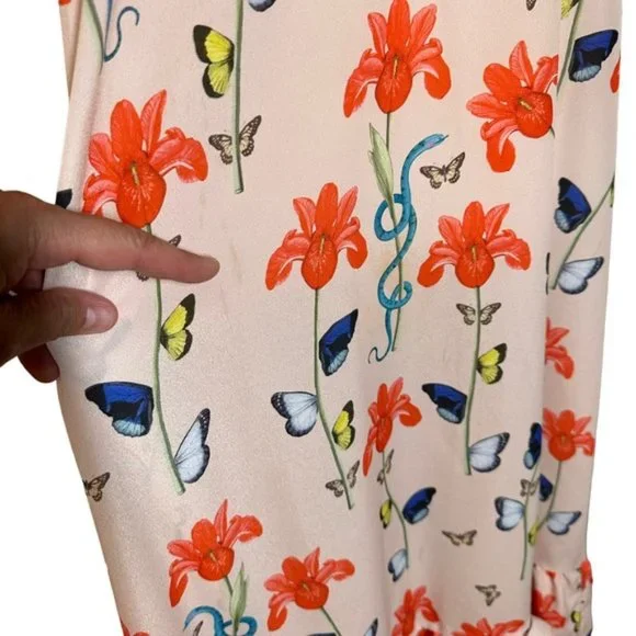 BORGO DE NOR Women's Pink Butterfly Print Ruffle Maxi Dress Size 12 - Picture 12 of 15